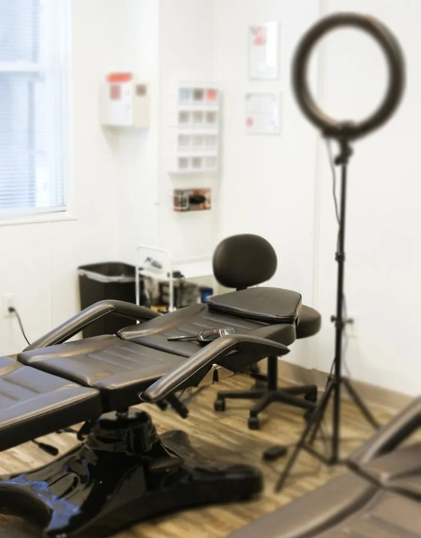 The interior of Truly Permanent Beauty studio where the cosmetologist carries out the permanent makeup process smoothly