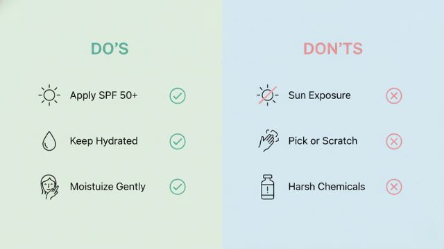 Infographic highlighting essential do and don’t steps for birthmark removal care.