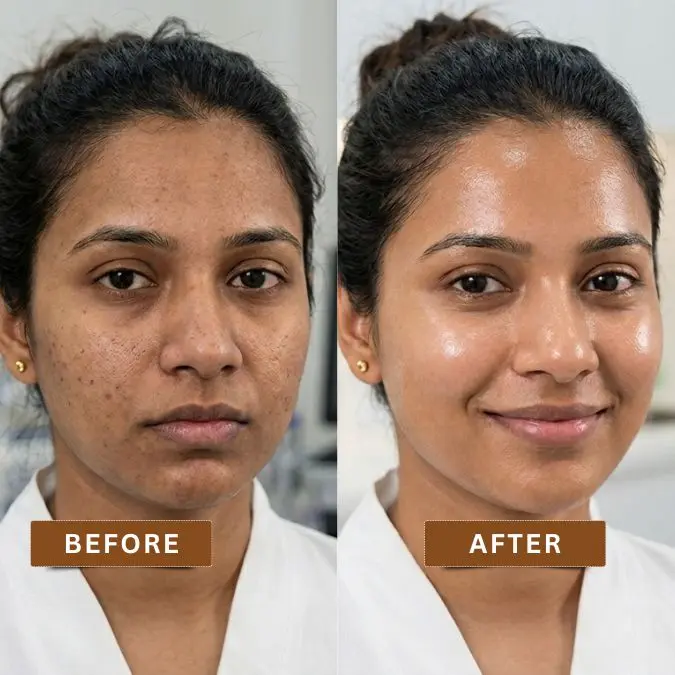 Before and after Hydra Facial treatment in Kolkata showing glowing hydrated and radiant skin