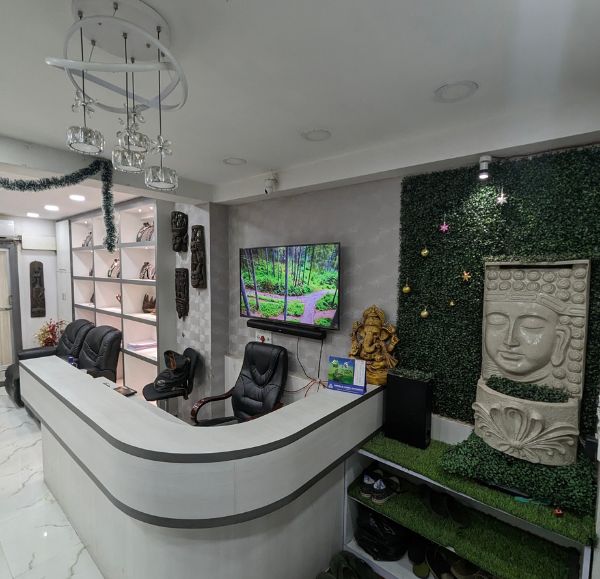 Stylish interior of a clinic specializing in eyebrow microblading in Kolkata, offering expert permanent makeup services.